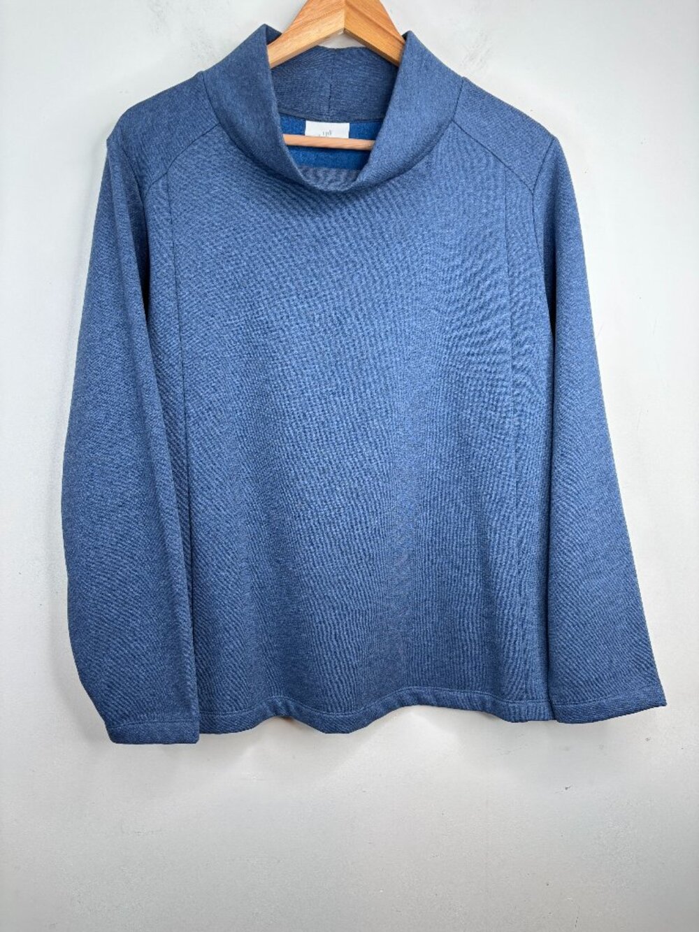 J Jill Organic Cotton Mock Neck Sweatshirt 2X Blue Active Lounge Minimalist